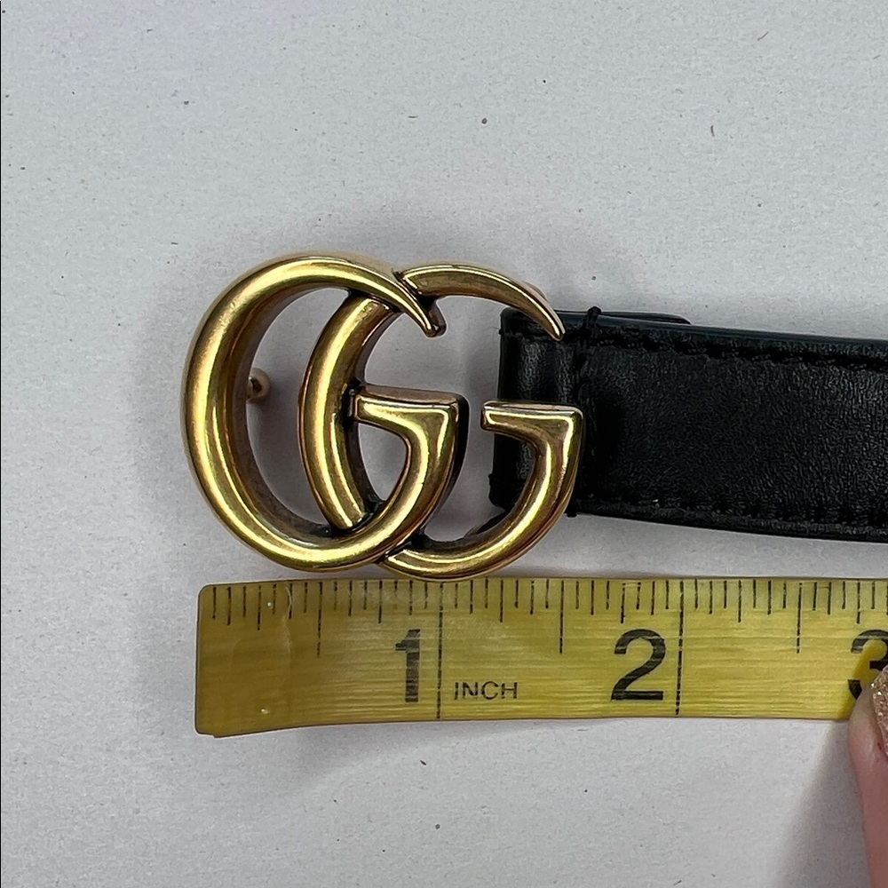 Authentic Gucci GG Marmont Black Leather Slim Belt - Picture 6 of 9